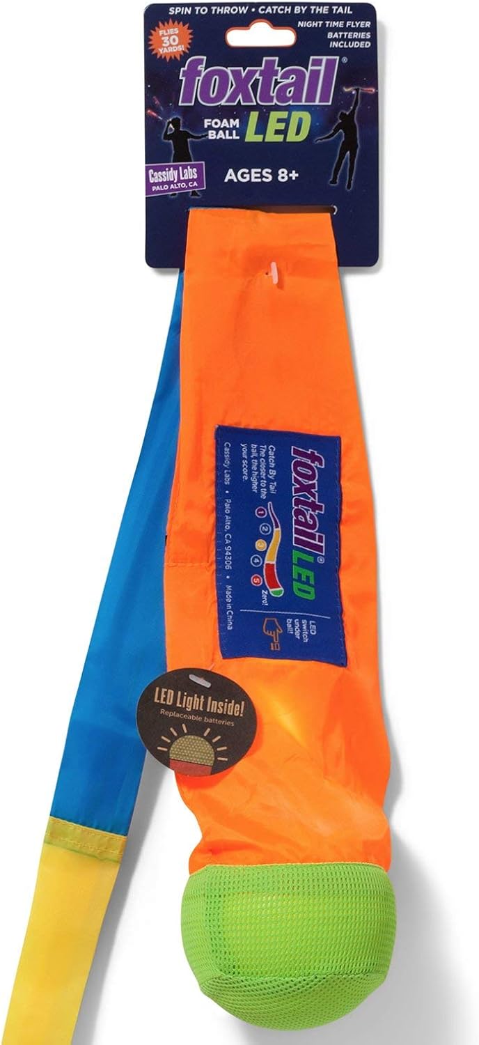 Hot Foxtail LED - Outdoor Throw and Catch Light Up Game - Foam Ball & Tail Glow at Night - Play in The Dark - Fun Gift Idea for Kids & Adults, Boys & Girls