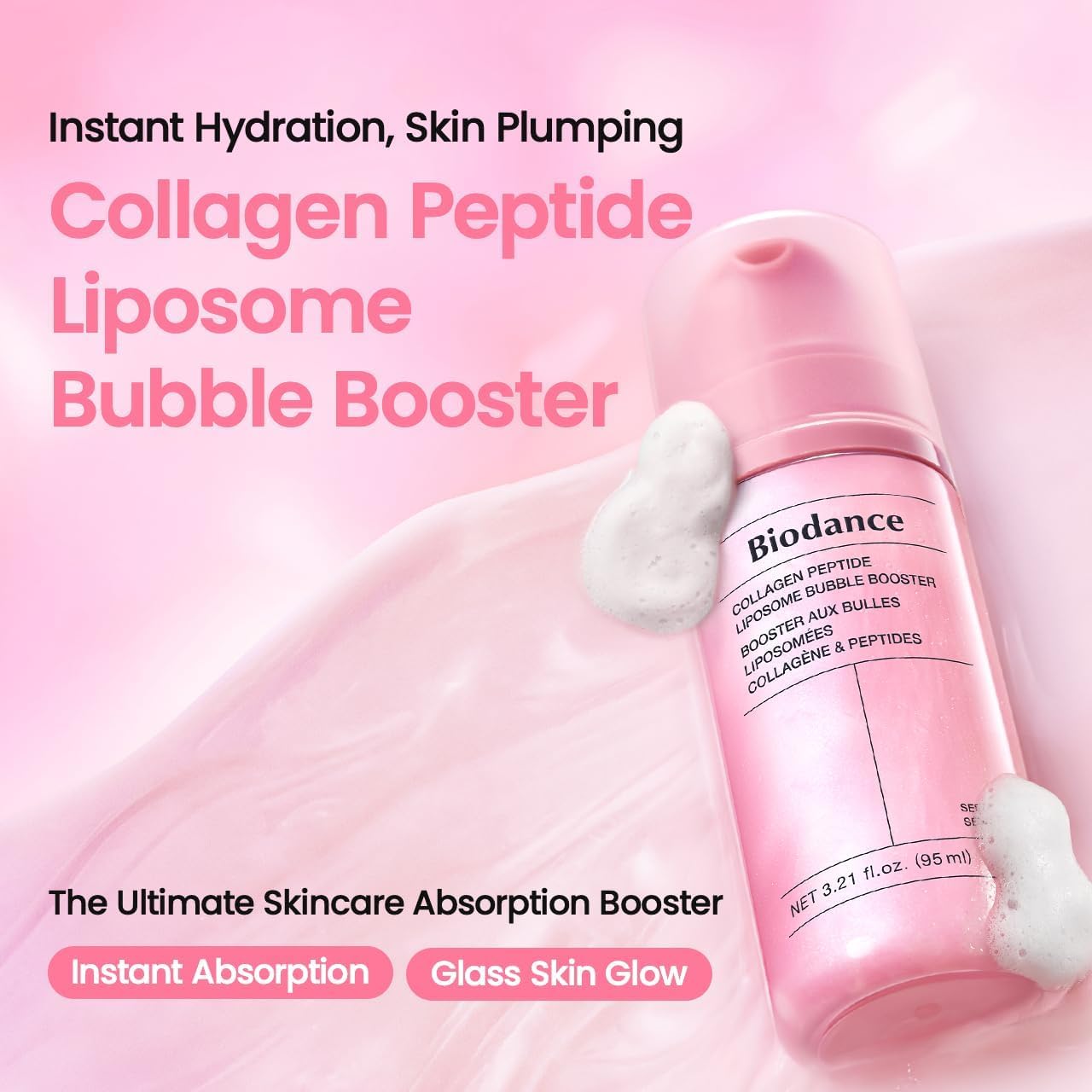 HotBIODANCE Collagen Peptide Liposome Bubble Booster, Micro-Bubble Foam Essence for Elasticity and Plumping, Hydration & Skin Prep Boost, Quick Morning Mask, Korean Skin Care | 3.21 fl.oz
