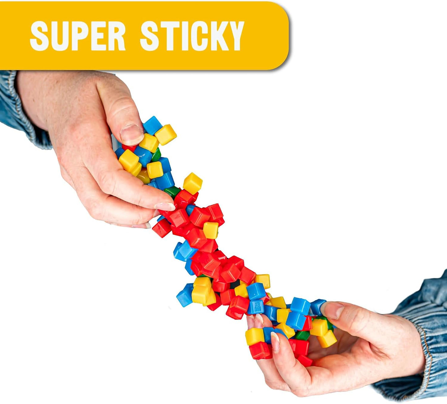 Hot StickiKubes 125-Pack, 4 Colors, Mini Sticky Stacking Cubes, STEM Blocks | Plastic Tub for Easy Storage, Sticks to Any Surface, Non-Toxic, Ages 4+