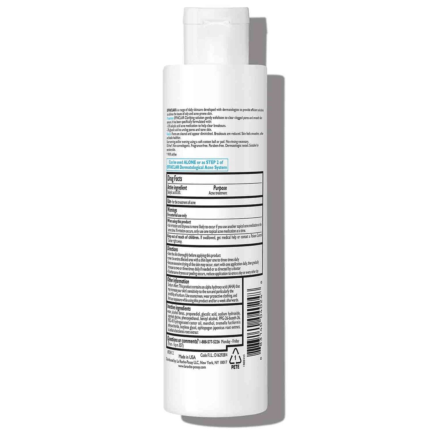 HotLa Roche-Posay Effaclar Clarifying Solution Acne Toner with Salicylic Acid and Glycolic Acid, Pore Refining Oily Skin Toner, Gentle Exfoliant to Unclog Pores and Remove Dead Skin Cells
