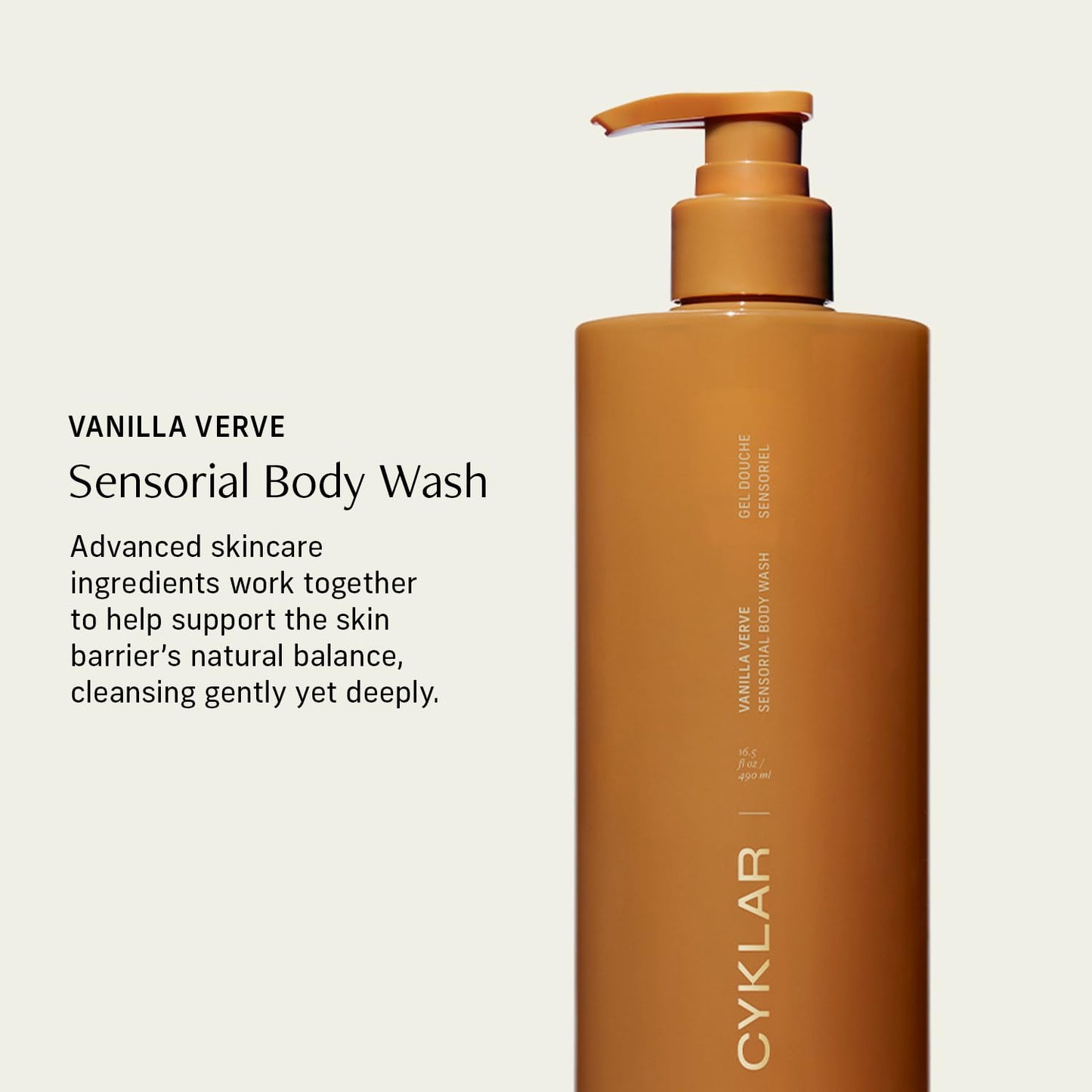 HotCYKLAR Sensorial Body Wash. Vanilla Verve Hydrating Cleanser with Moisture Locking Multi-Oil Complex, Sodium PCA and Glycerin. Nourishing Shower Gel for Women and Men, 16.5 Fl Oz Luxury Bodywash