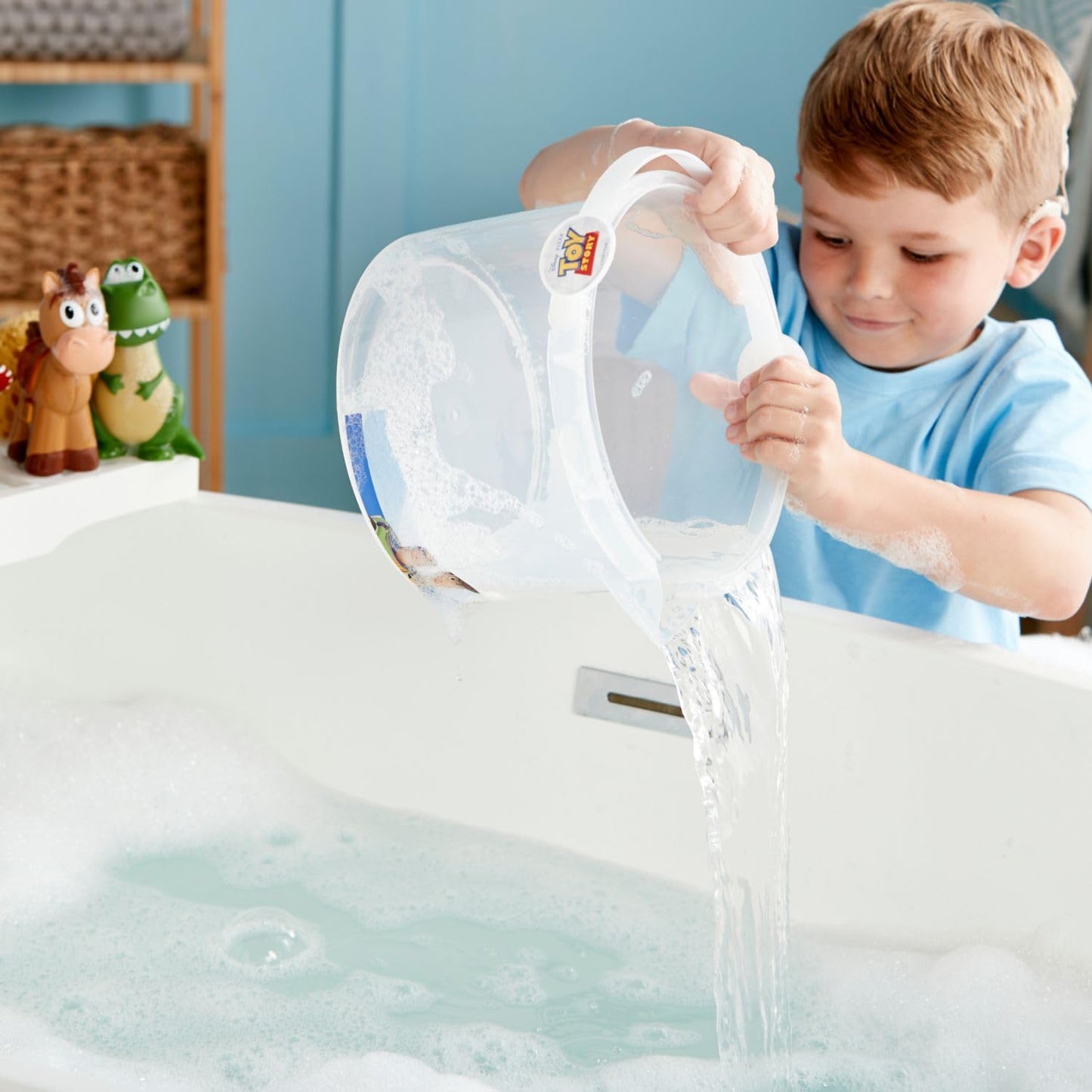 HotDisney Store Official Toy Story Bath Toys Set - Includes 5 Detailed Toys with a Straining Storage Bucket - Bath Time Fun & Water Play Set for Kids