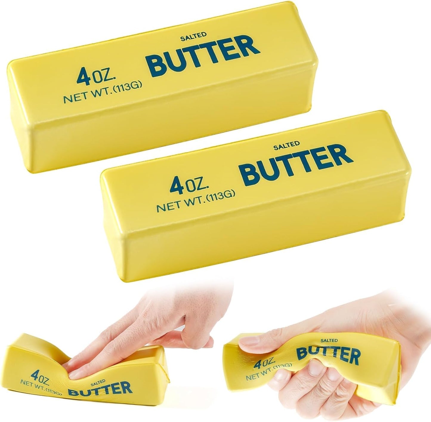 Hot2PCS Butter Squishy, Soft Slow Rising Squeeze Toys, Butter Stick Squishy Fidget Toys and Stress Balls Squishies for Office Desk Toys, Party Favors & Birthday Gifts(Yellow)