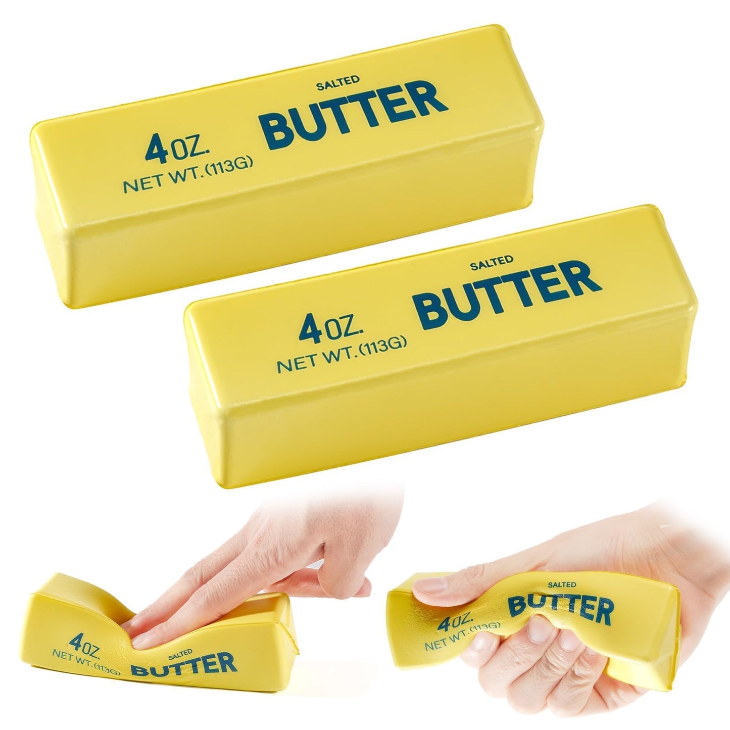 Hot2PCS Butter Squishy, Soft Slow Rising Squeeze Toys, Butter Stick Squishy Fidget Toys and Stress Balls Squishies for Office Desk Toys, Party Favors & Birthday Gifts(Yellow)