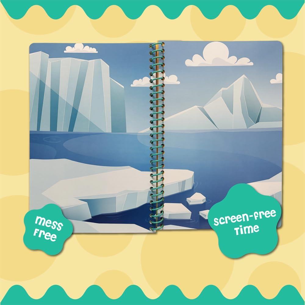 HotStick4Ever Jelly Sticker Book® - for Kids - Waterproof, Easy to Clean Reusable Sticker Book for Toddlers- Reusable Road Trip Activities for Kids - Stocking Stuffers for Toddlers (Animals)