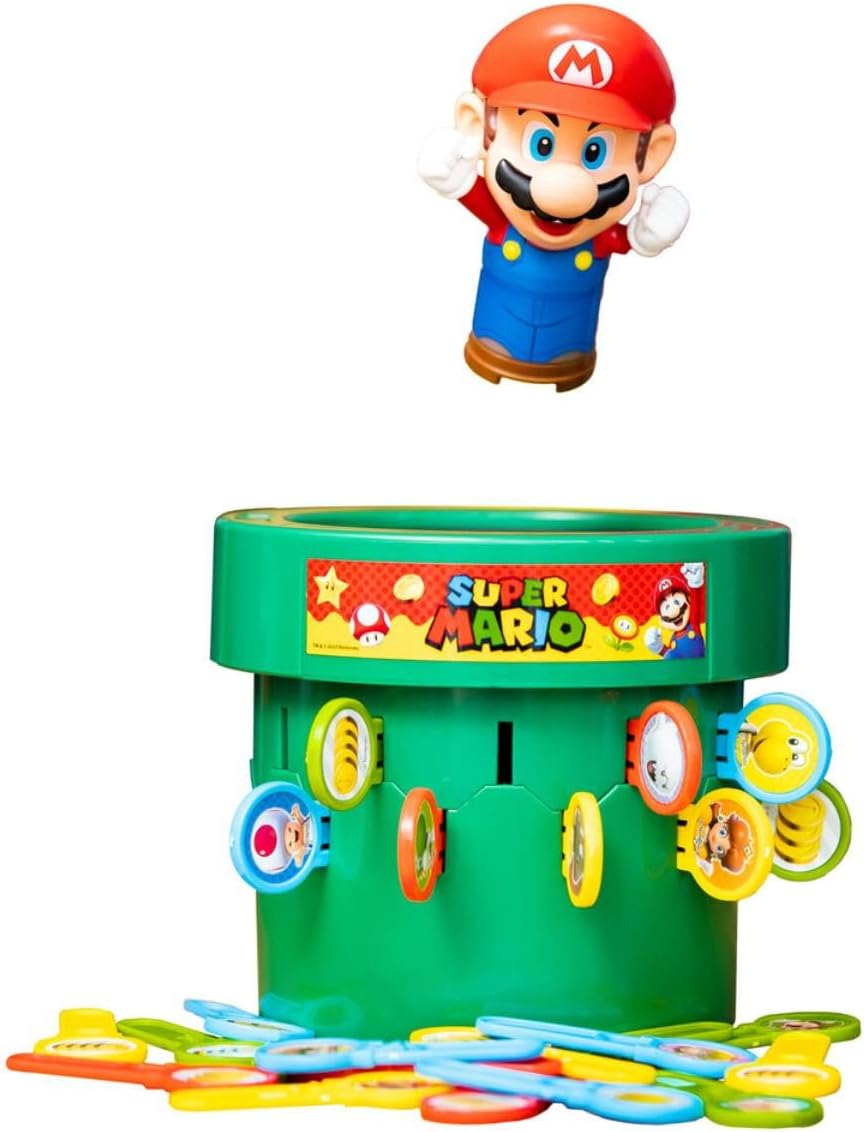 HotTOMY Pop Up Super Mario Game - Activities for Indoor Recess or Family Game Night - Officially Licensed Super Mario Toys for Kids - 2-4 Players - Ages 4 Years and Up