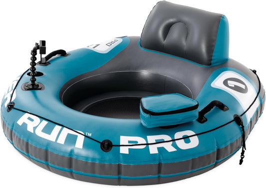 HotINTEX 56843EP River Run 1 Pro Inflatable Floating Lounge: GoPro/Phone Mount – Built-in Cup Holder and Storage Compartment – Durable Grab Handles – Easy-to-Use Connectors – 220lb Weight Capacity