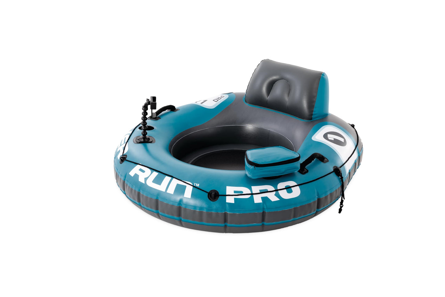 HotINTEX 56843EP River Run 1 Pro Inflatable Floating Lounge: GoPro/Phone Mount – Built-in Cup Holder and Storage Compartment – Durable Grab Handles – Easy-to-Use Connectors – 220lb Weight Capacity