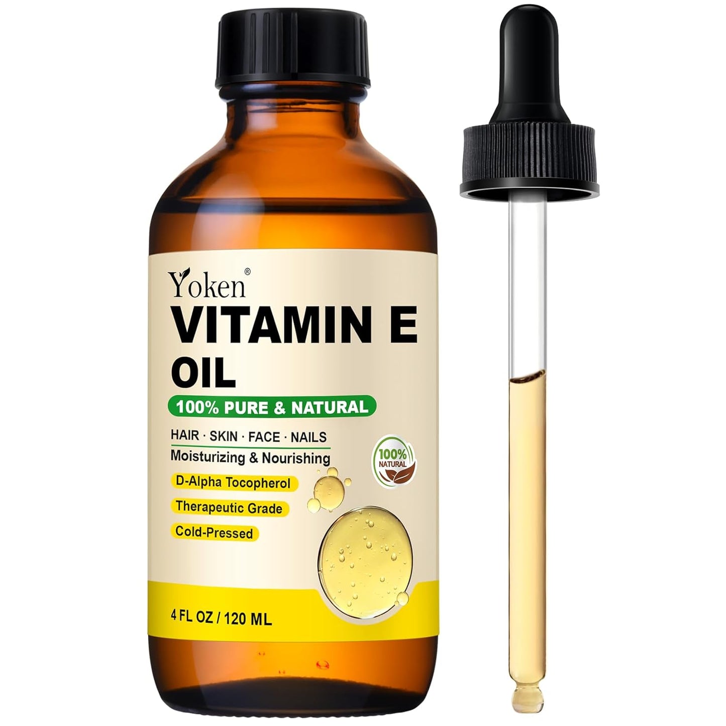 HotYoken Vitamin E Oil for Skin Face Body 8 Oz Cold Pressed Vitamine Body oils | Pure D-Alpha Tocopherol Liquid Nails Vit e Women Moisturizing Dry Skin Unscented Carrier Oil Hydrate Hexane Free After Shower