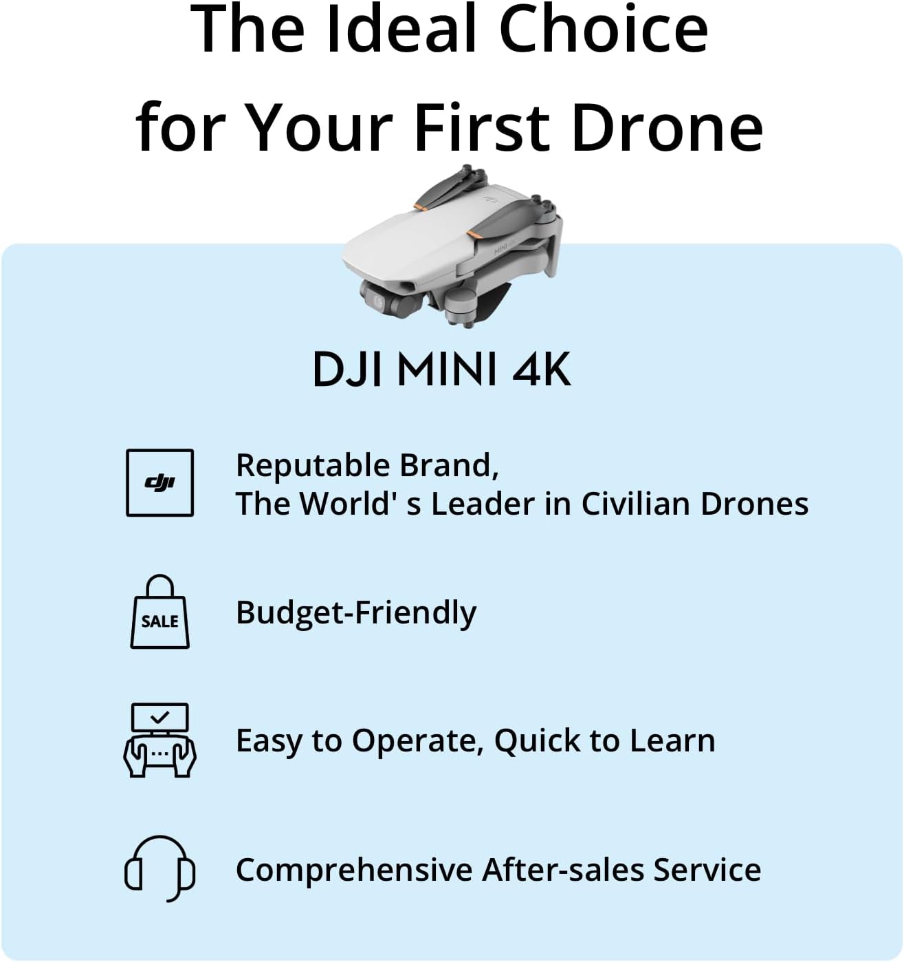 HotDJI Mini 4K, Drone with 4K UHD Camera for Adults, Under 249 g, 3-Axis Gimbal Stabilization, 10km Video Transmission, Auto Return, Wind Resistance, 1 Battery for 31-Min Max Flight Time | 4k/30fps Video, 3-Axis Gimbal, 4× Digital Zoom, O2 10 Km Transmiss