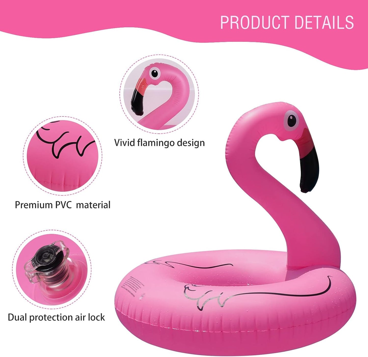 HotInflatable Flamingo Pool Floats with Lights, FlyfreeU Solar Powered Pink Pools Flamingo Float Rings, 42'' Lake Beach Floaties Swimming Rings Summer Pool Raft Lounger for Adults Water Party Supplies