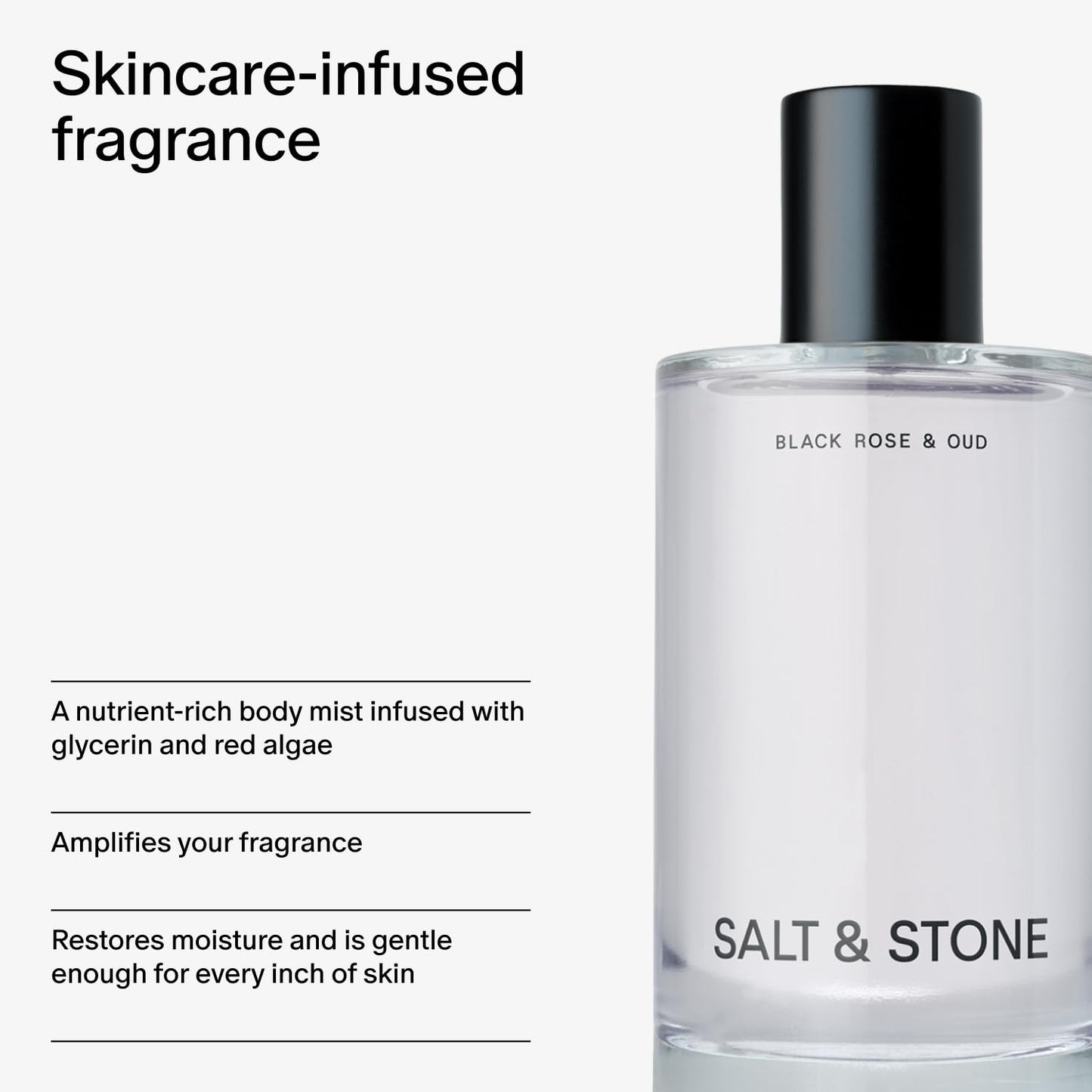 Hot Salt & Stone Hair & Body Mist for Women & Men, Black Rose & Oud 3.4 fl oz | Body & Hair Mist, Dark & Floral Scented Body Spray, Gender Neutral Fragrance with Glycerin & Red Algae, Vegan, Paraben-Free