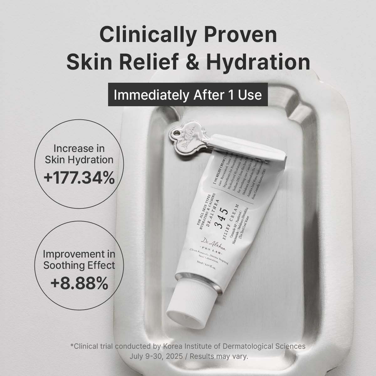 HotDr.Althea 345 Relief Cream, Korean Skincare, 1.69 Fl Oz (Ver.2 - Pack of 1) | PDRN, Hyaluronic Acid for Instant Hydration, Blemish, Post-Acne Vegan Face Moisturizer with Centella, Non-comedogenic