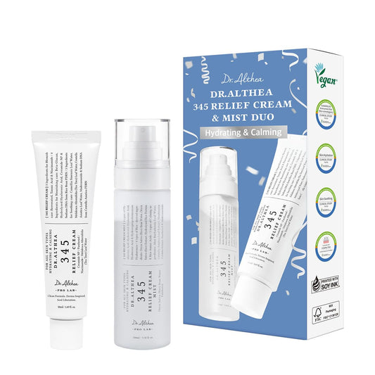 HotDr.Althea 345 Relief Cream & Mist Duo | Soothing Recovery & Moisture for Sensitive Skin | Korean Vegan Skin Care Set for All Skin Types