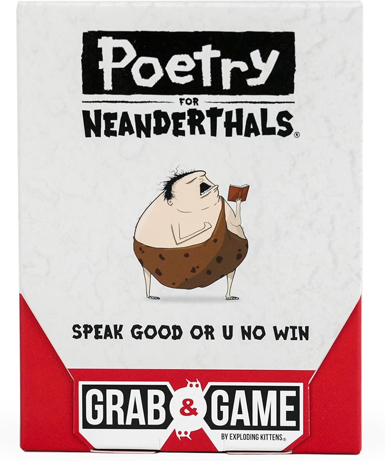 HotExploding Kittens Poetry for Neanderthals 2-6 Players, Ages 7+ | Be a Neanderthal poet! Give one-syllable words and phrases so friends guess the word in this quick-to-learn viral party game.