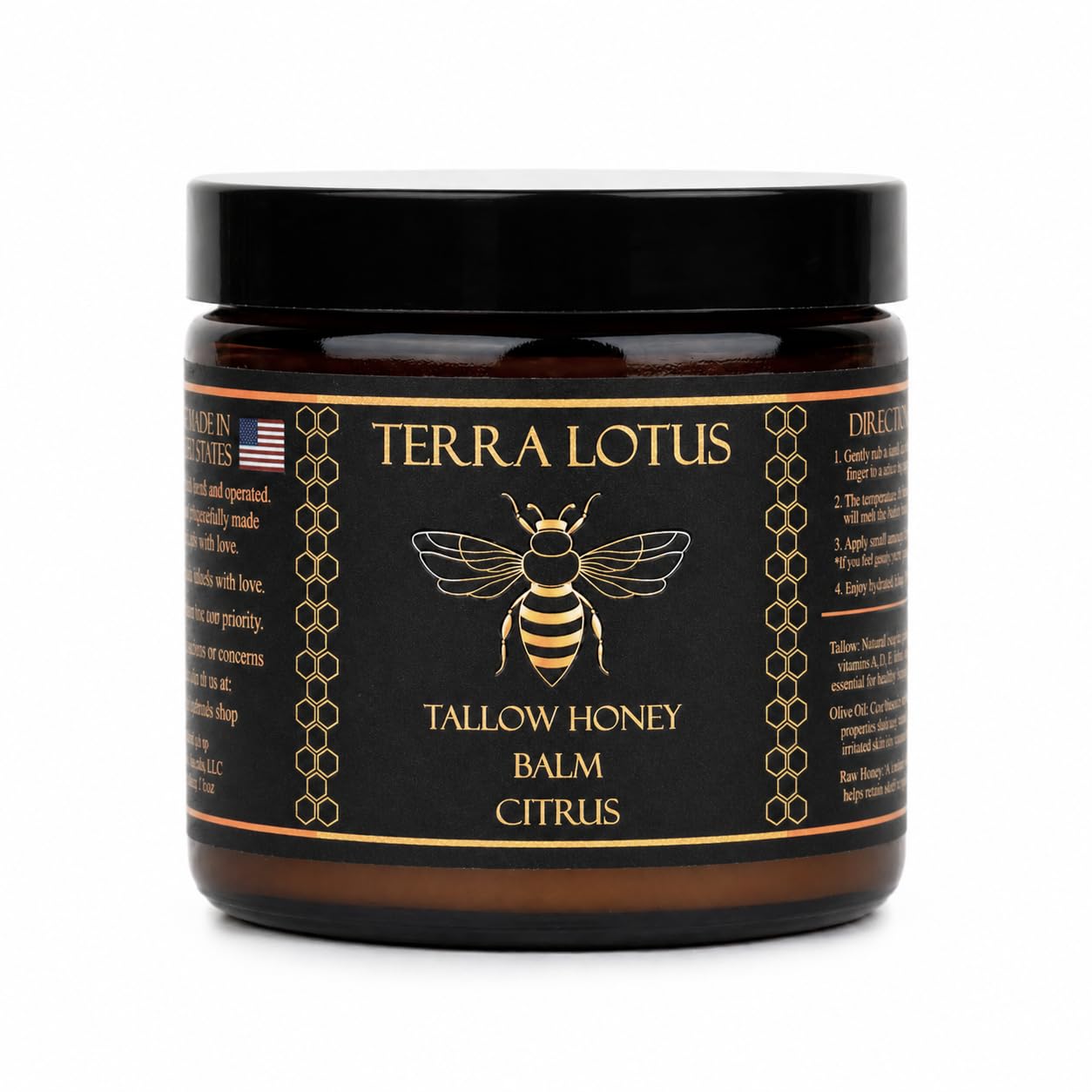HotTerra Lotus - Organic Grass-Fed Beef Tallow Balm with Raw Honey - Moisturizing Cream - Handmade All-Natural Moisturizer (2 Oz, Unscented)