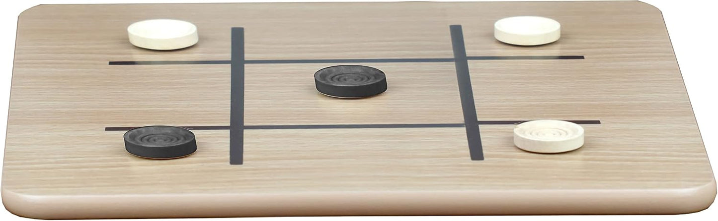 HotRegal Games - Reversible Wooden Board for Chess, Checkers & Tic-Tac-Toe - 24 Interlocking Wooden Checkers and 32 Standard Chess Pieces - for Age 8 to Adult for Family Fun