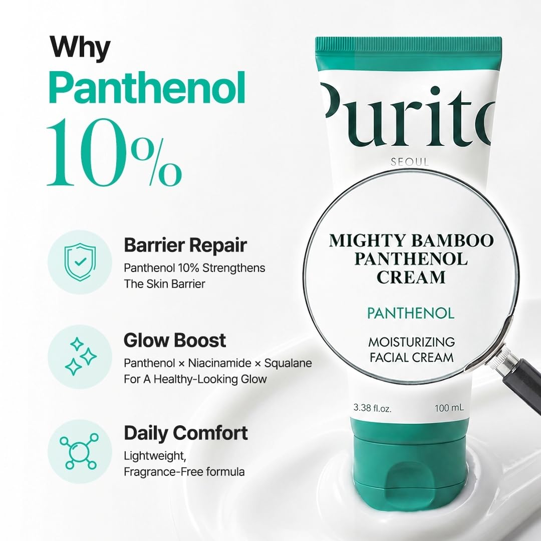 HotPURITO Panthenol 10% Barrier Cream | Face Moisturizer for Skin Barrier Repair | All skin types, sensitive and blemish-prone skin | Non-Comedogenic, Vegan | Korean Skincare, 100mL, 3.38 fl.oz