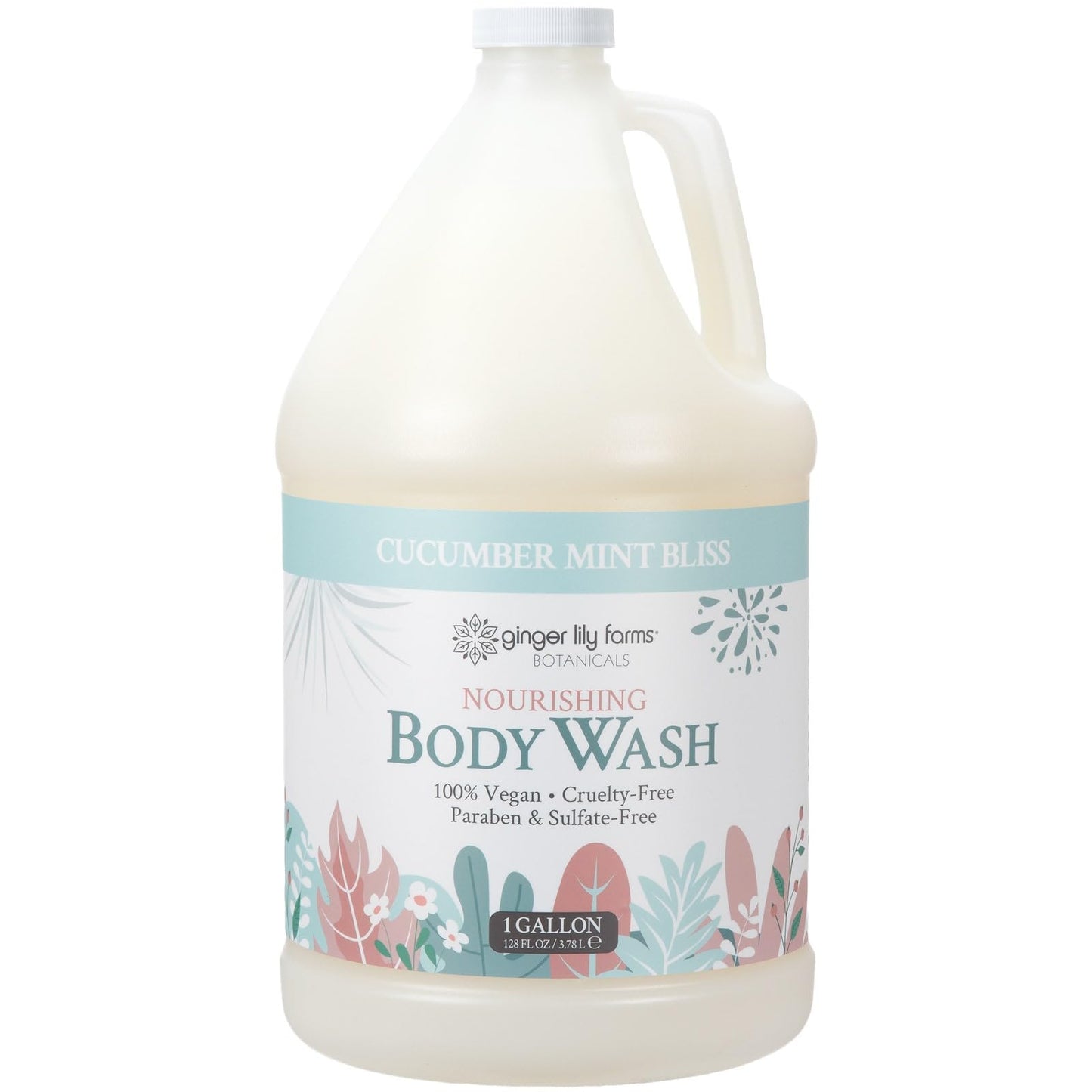 HotGinger Lily Farms Botanicals Nourishing Body Wash, Island Tranquility, 100% Vegan & Cruelty-Free, Green Tea Lemongrass Scent, 1 Gallon Refill (128 fl. oz.)