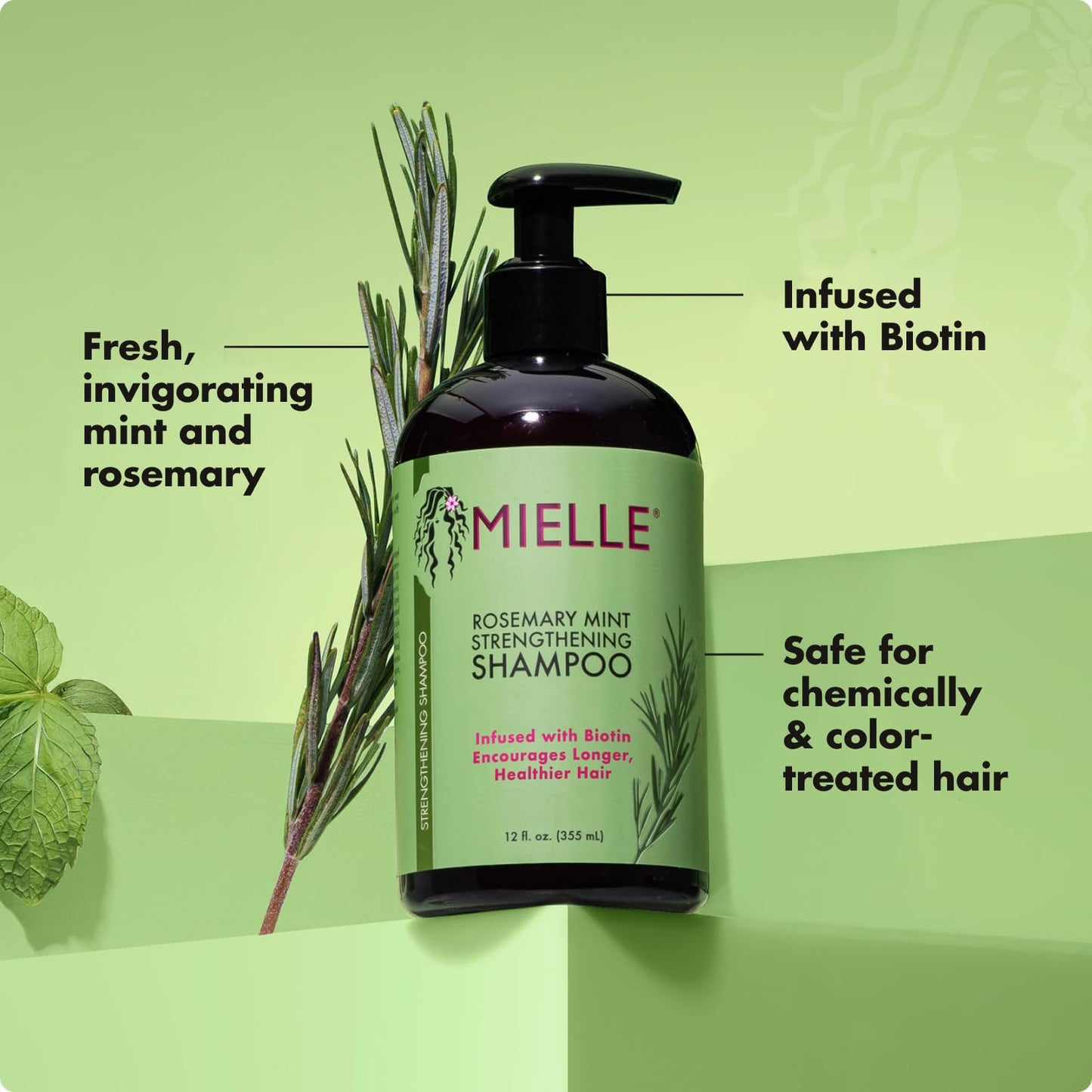 HotMielle Organics Rosemary Mint Hair Strengthening Biotin Shampoo - Moisturizing Hair Shampoo for Women and Men to Gently Cleanse, Repair & Protect Strands (20 oz)