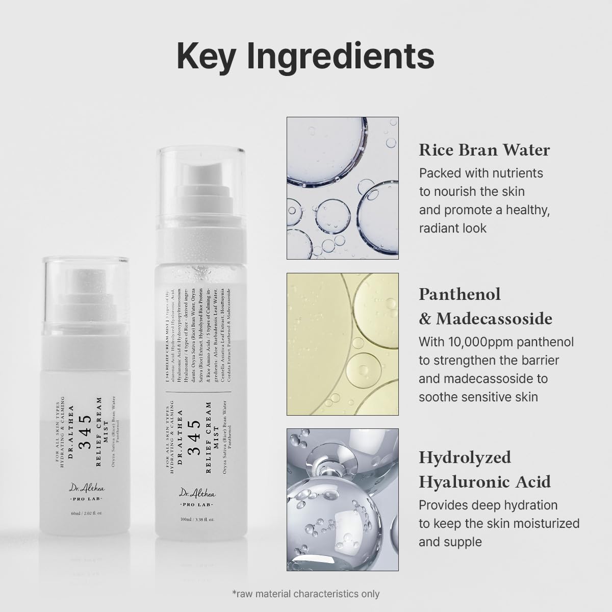 HotDr.Althea 345 Relief Cream Mist, Korean Vegan Skin Care, 3.38 Fl Oz | Insant Hydration, Calming Skin Irritation with Hyaluronic Acid, Panthenol, Centella Asiatica Leaf Water, Madecassoside