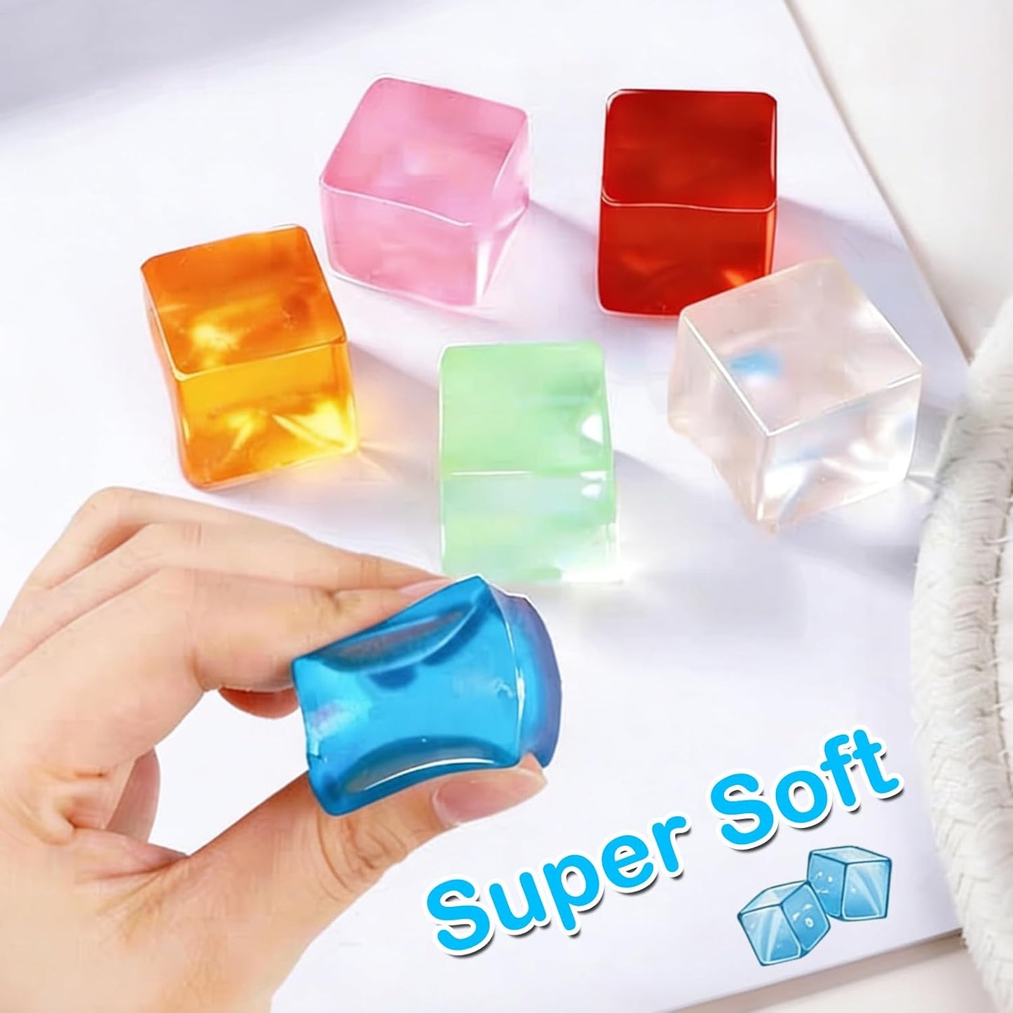 Hot30 Pack Mini Ice Cube Squishy Fidget Toys for Kids and Adults, Mini Stress Cube Squeeze Toys, Square Stress Balls Sensory Toys for Anxiety Relief, Treasure Box Toys Classroom Prizes Party Favors