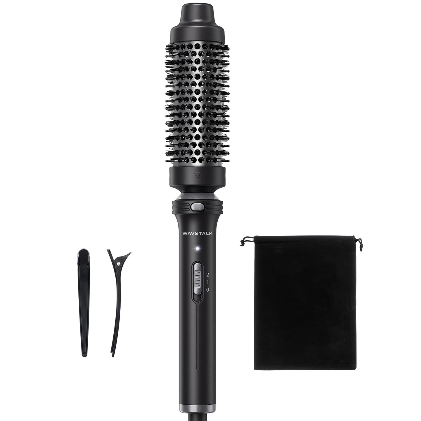 HotWavytalk Thermal Brush 1.5" Detachable Heated Round Brush for Blowout Look | Detachable Brush Head Includes Travel Pouch, Create Voluminous Blowout Look, Tourmaline Ceramic, 2 Temp Settings Dual Voltage