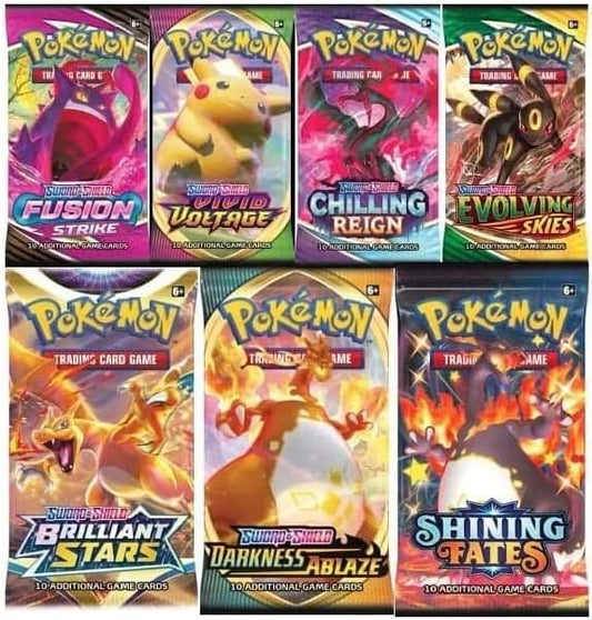 HotPokemon TCG: Authentic Factory Sealed Booster Pack (Includes Mystery Card Bundle - V/VMAX 1 in 3 - Bonus Free Protective Card Holder!)