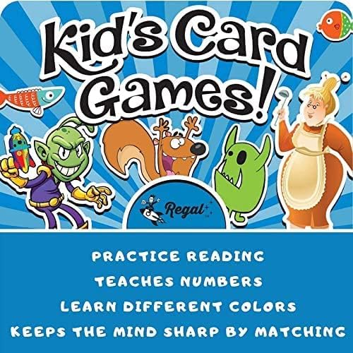 HotRegal Games Card Games for Kids - Go Fish, Crazy 8's, Old Maid, Slap Jack, Garbage Monster, War - Simple & Fun Classic Family Table Games - Games May Vary (6 Set)