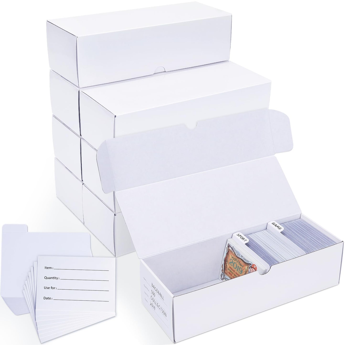 Hot Trading-Card Storage Box, 8-Pack • 1000 Count Corrugated Cardboard Storage Box with dividers & labels for TCG/Magic/Mtg storage and Collection, 14.4 INCH Horizontal