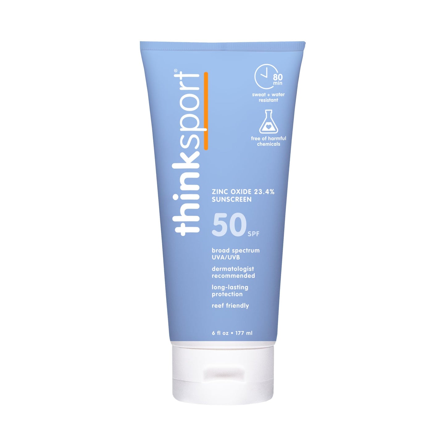 HotThinksport SPF 50+ Mineral Sunscreen with Zinc Oxide, 6 Fl Oz – Safe, Natural Sunscreen Lotion for Sports & Active Use, Water Resistant Reef Safe, Broad Spectrum UVA/UVB Sun Screen for Sun Protection