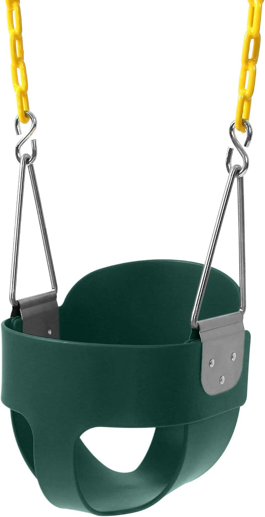Hot High Back Full Bucket Toddler Swing Seat with Yellow Coated Chains Fully Assembled Baby Swing Set Accessories