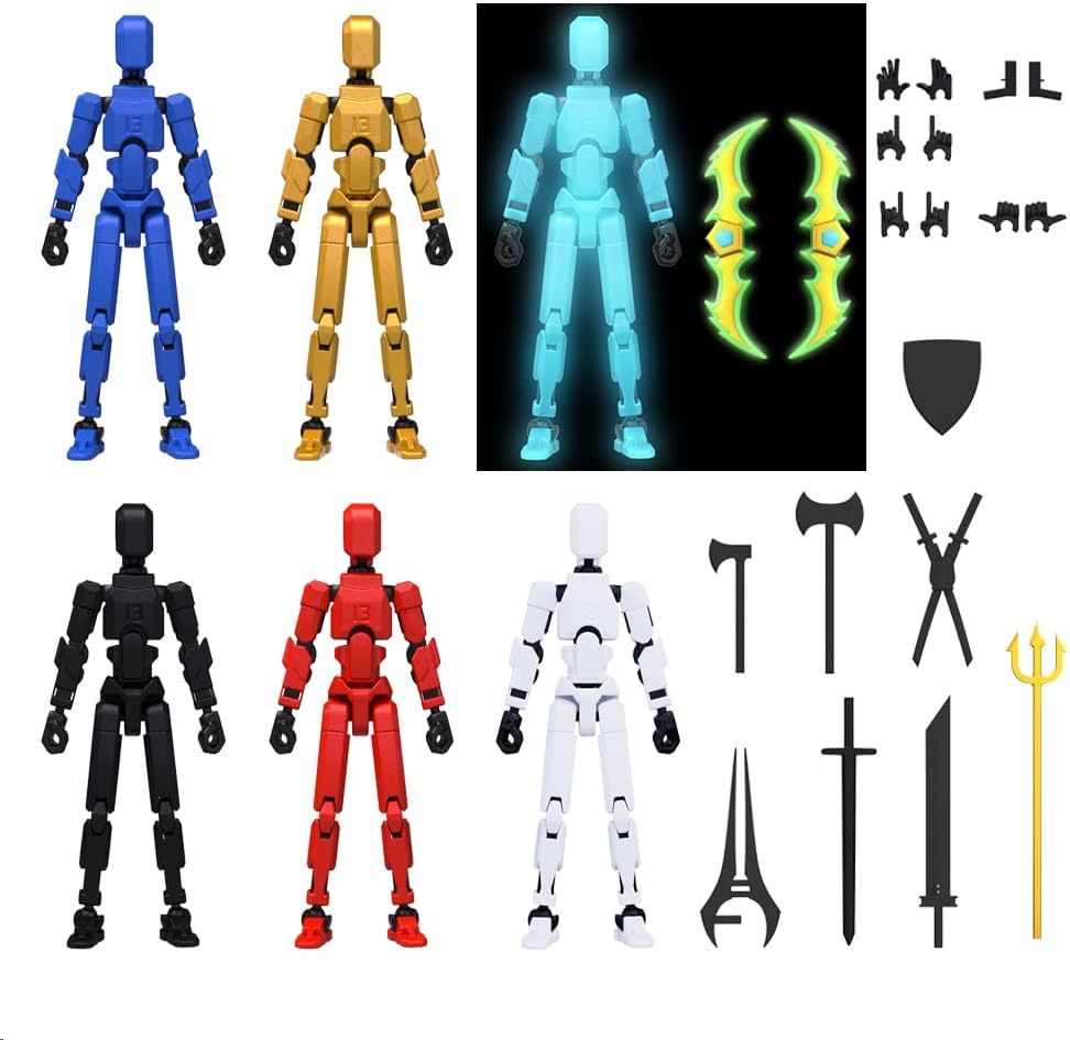 Hot MerryXD 6 Pack Assembly Completed T13 3D Action Figure,Dummy Nova Titan Lucky 13 Action Figure 3D Printed Multi-Jointed Movable Toy