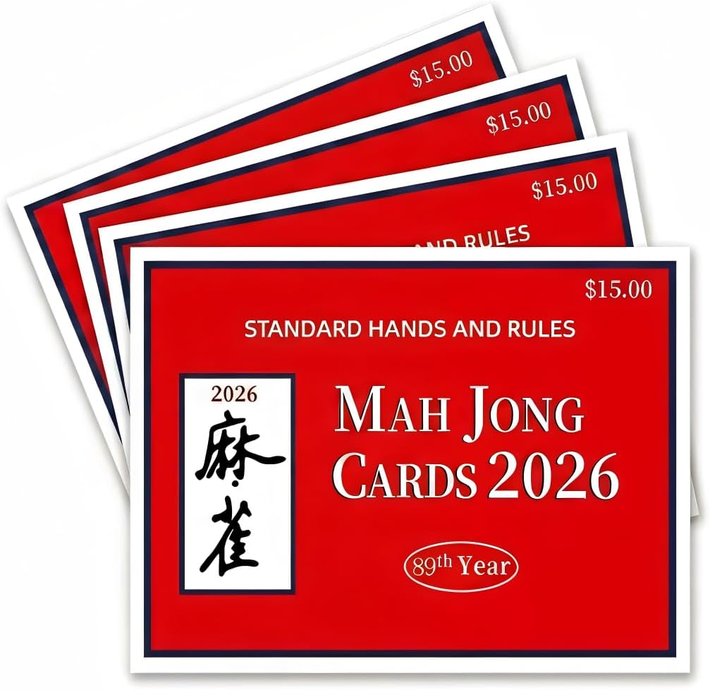 Hot2026 Mahjong Cards Official, 4 Pack American Mahjong Cards | Large Print Easy-to-Read Reference Cards for NMJL Players, Mahjong Clubs, Game Groups and Tournaments A01