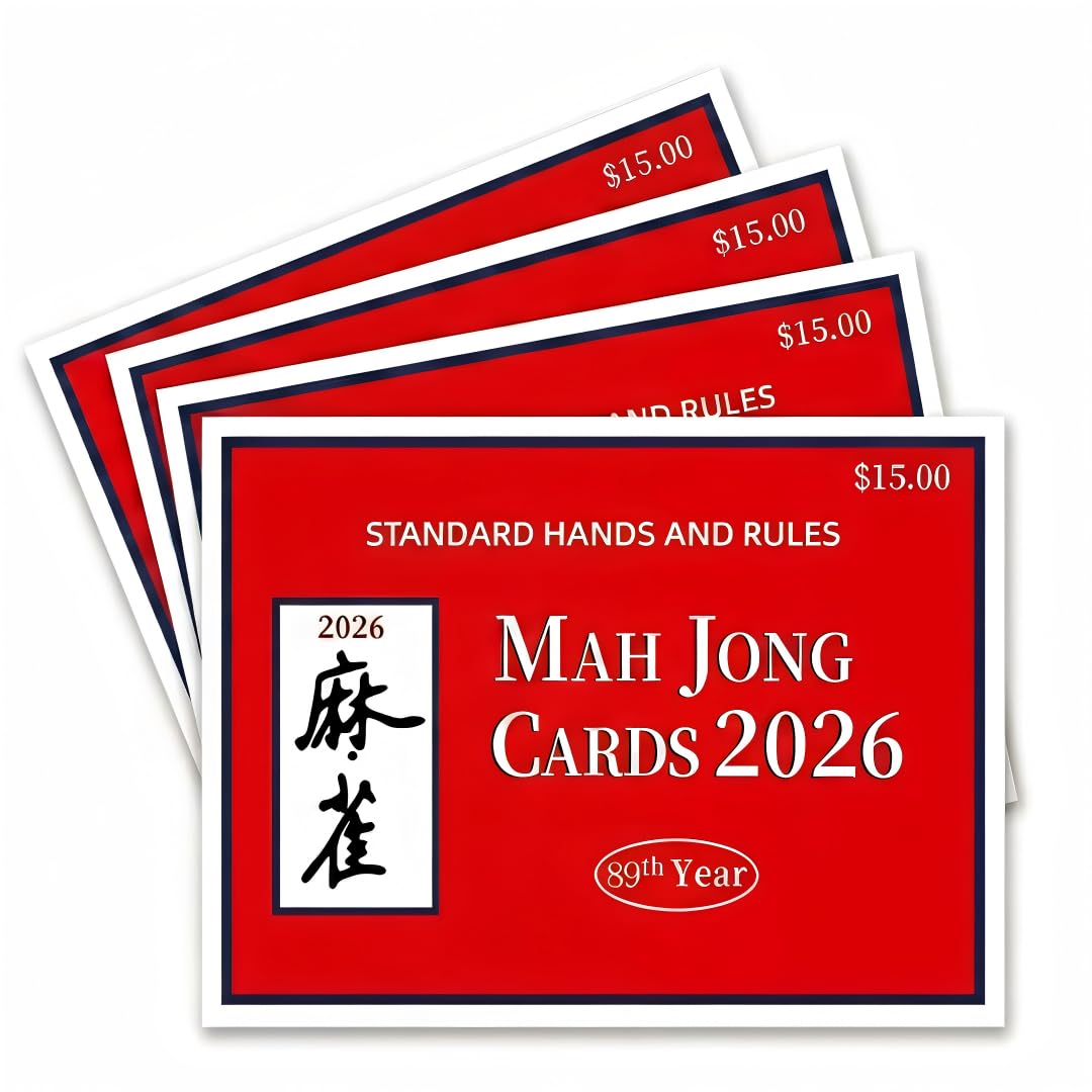 Hot2026 Mahjong Cards Official, 4 Pack American Mahjong Cards | Large Print Easy-to-Read Reference Cards for NMJL Players, Mahjong Clubs, Game Groups and Tournaments A01