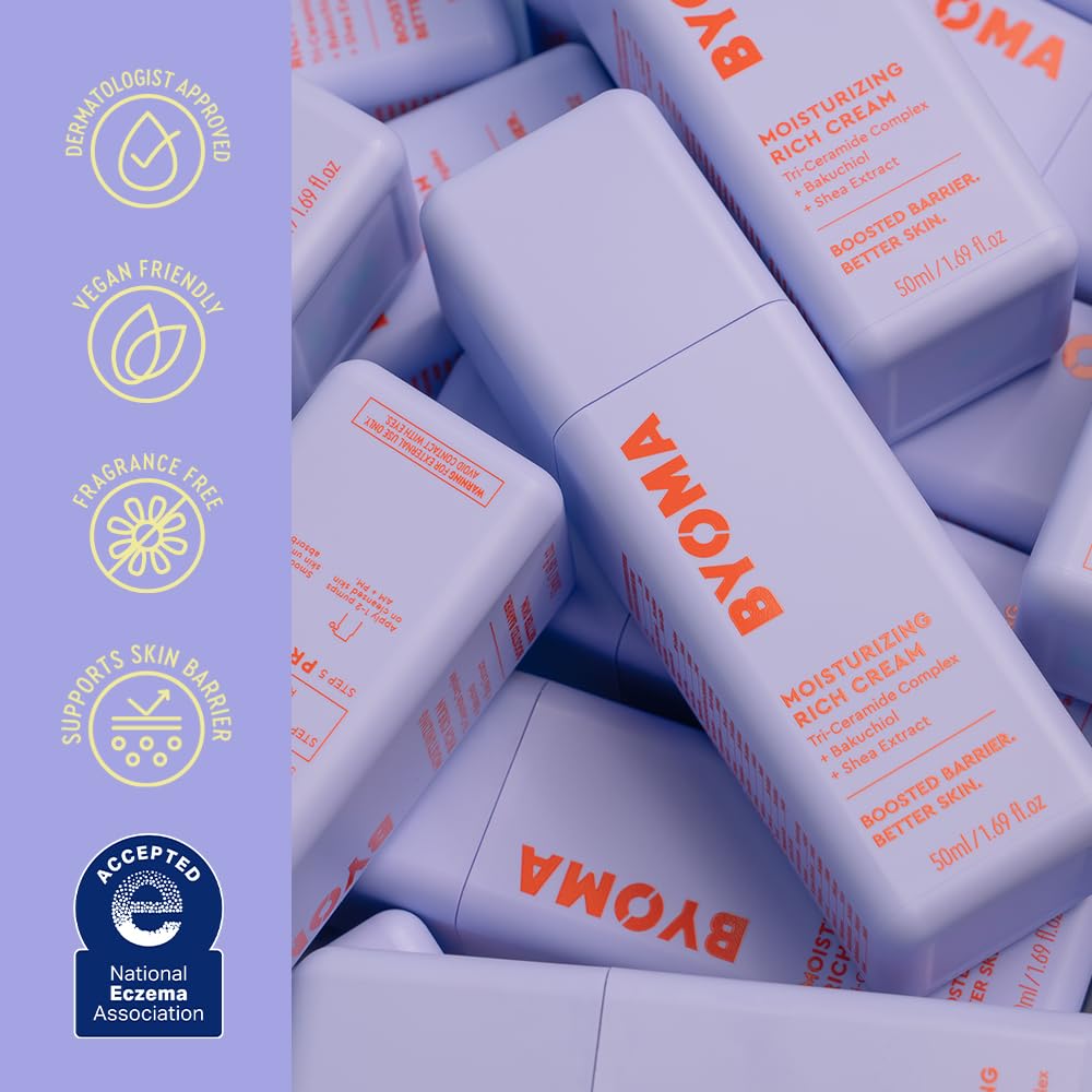 Hot BYOMA Moisturizing Rich Cream - Barrier Repair Cream Face Lotion with Bakuchiol & Shea Extract - Ceramide Face Moisturizer for Dry Skin - Anti Wrinkle, Alcohol Free Face Moisturizer - 1.69 fl.oz