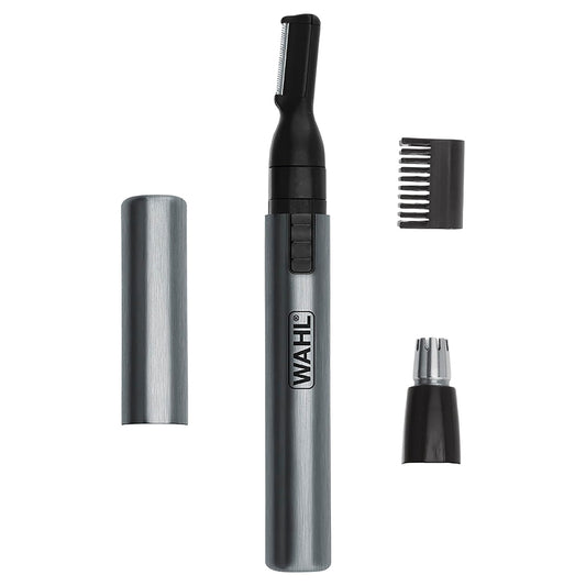 HotWahl Micro Groomsman Battery Personal Trimmer for Hygienic Grooming with Rinseable, Interchangeable Heads for Eyebrows, Neckline, Nose, Ears, & Other Detailing - 05640-600