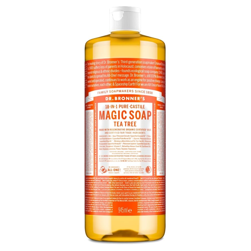 HotDr. Bronner's Pure-Castile Liquid Soap, Made with Organic Oils, 18-in-1 Uses: Face, Body, Hair, Laundry, Pets and Dishes, Concentrated, Vegan, Non-GMO, Lavender, 32 Oz
