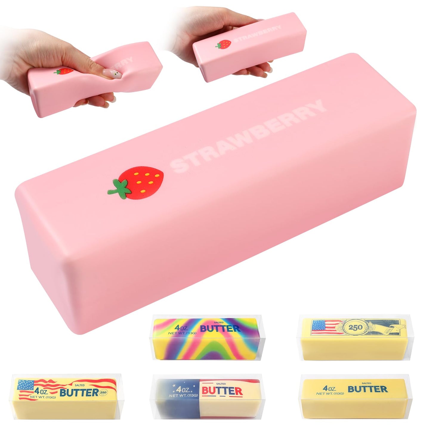 HotBig Butter Squishy,Giant Squishies Butter 14 OZ,Jumbo Slow Rising Squeeze Toys,Large Soft PU Foam Fidget Toy for Anxiety & Sensory Stress Relief 8.7*1.8*1.8 Inch (Big-Yllow Butter 1Pack)
