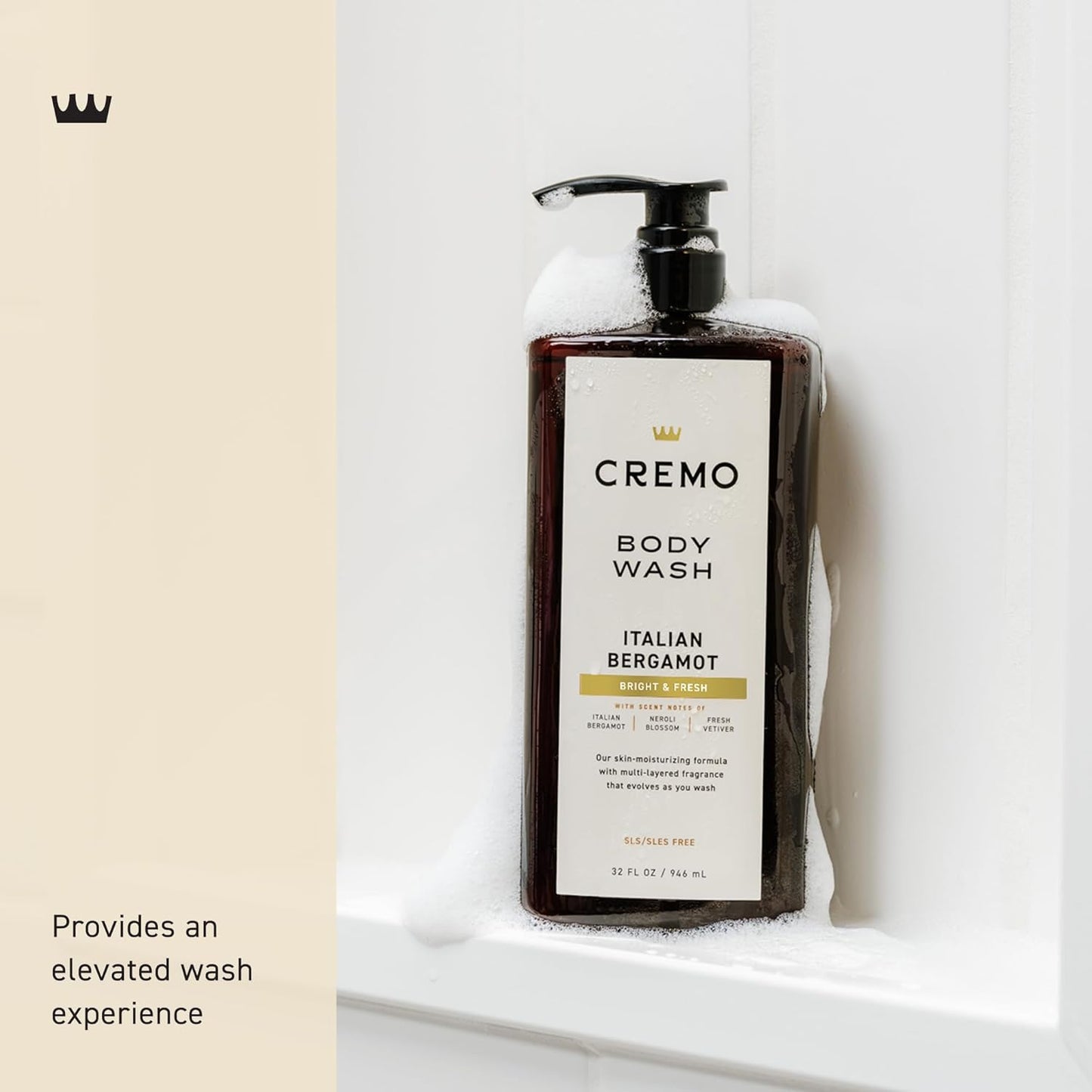 HotCremo Rich-Lathering Italian Bergamot Body Wash for Men, 32 Fl Oz