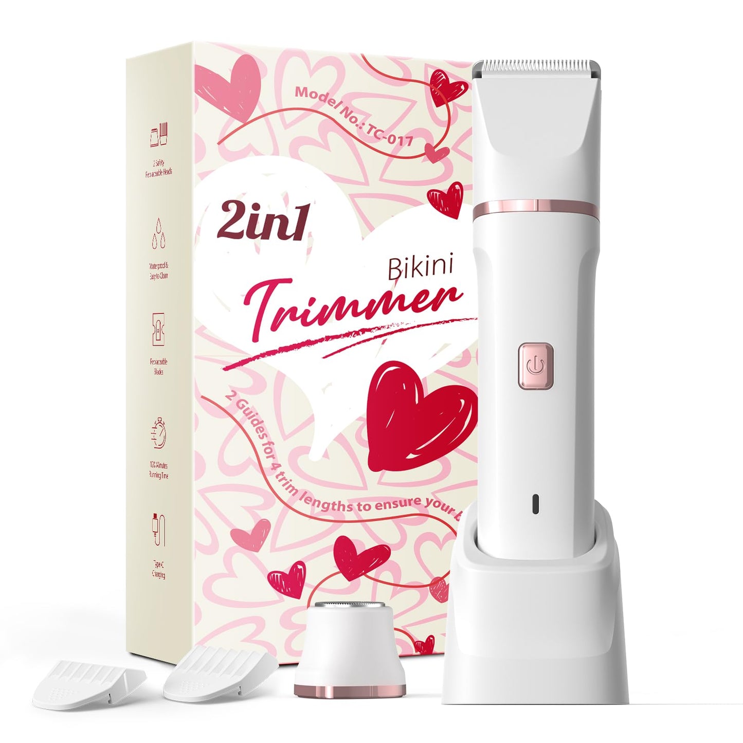 HotRisina Bikini Trimmer for Women - Painless Electric Razors for Silk Skin,Cordless Body Shaver with Ceramic Blade, Replaceable Lady Razor, IPX7 Waterproof & Easy Cleaning, Birthday Gifts for Women