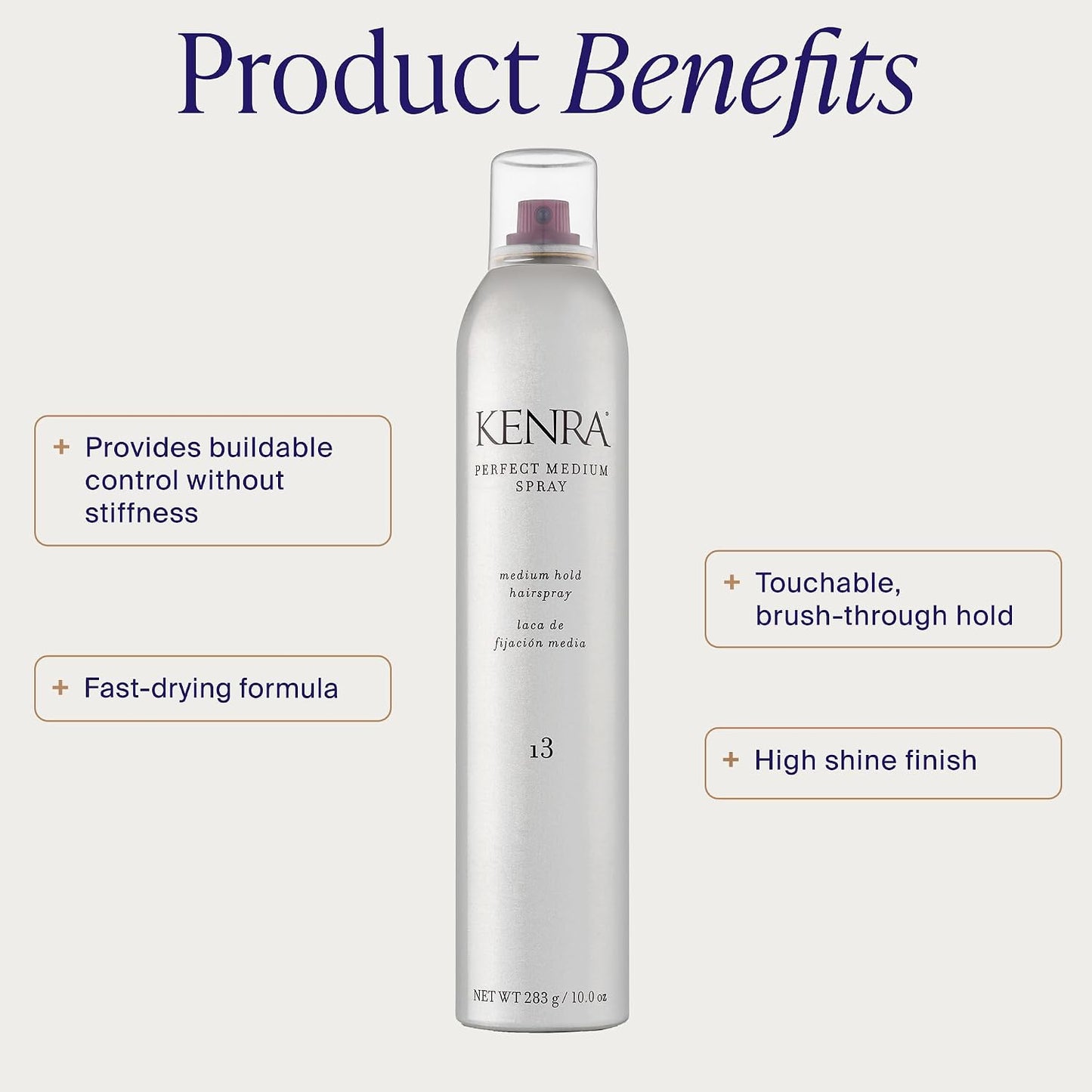 HotKenra Professional Perfect Medium Spray 13 | Provides Styling Control Without Stiffness | Medium Hold | Fast-Drying Formulation | High Shine Finish | All Hair Types