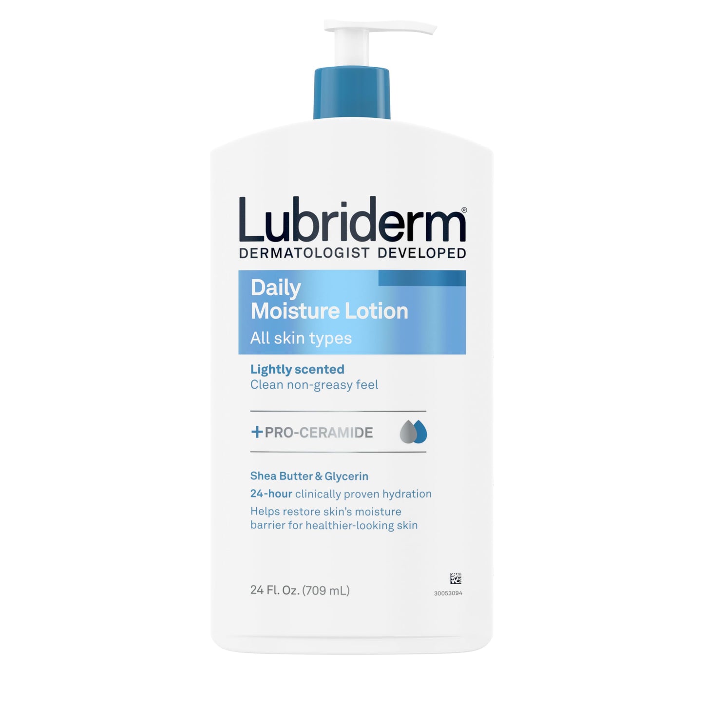 HotLubriderm Daily Moisture Body Lotion + Pro-Ceramide, Body Lotion for Dry Skin, Shea Butter, Glycerin, Lightly Scented Hand Lotion, Non-Greasy 24-Hour Moisturizer, Paraben & Dye Free, 24 Fl Oz