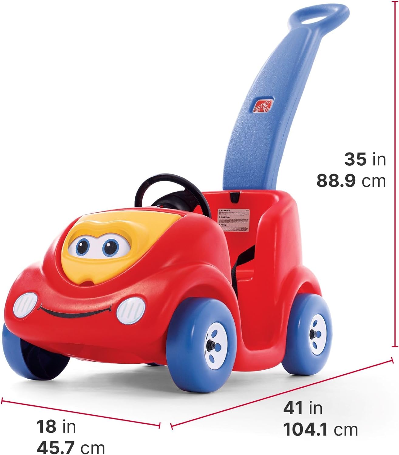HotStep2 Push Around Buggy Kids Push Car, Toddler Ride-On Toy with Seat Belt and Horn, Red, Ages 18 Months+
