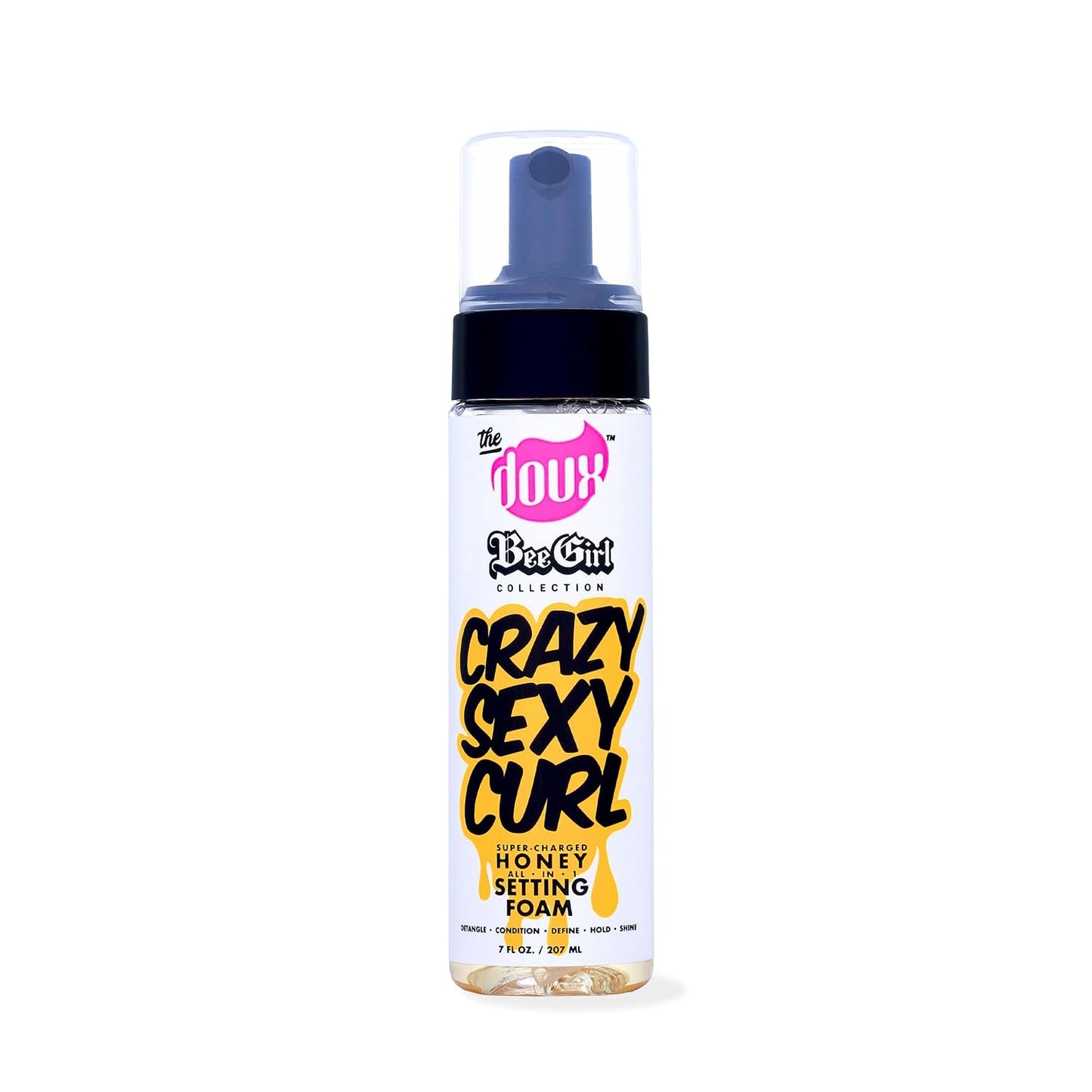 HotThe Doux CRAZYSEXYCURL Honey Setting Foam - Curly Hair Mousse - All-in-One Styler for All Hair Types - 7 oz