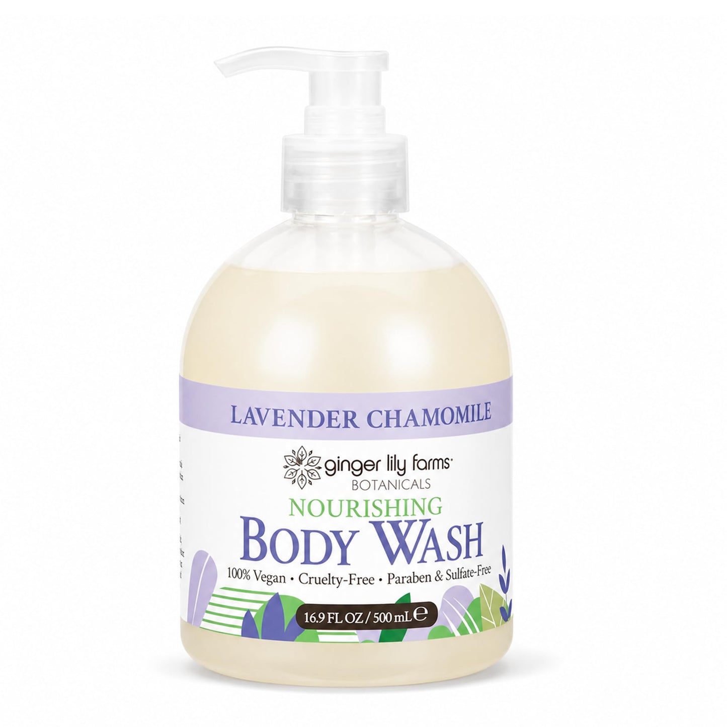 HotGinger Lily Farms Botanicals Nourishing Body Wash, Island Tranquility, 100% Vegan & Cruelty-Free, Green Tea Lemongrass Scent, 1 Gallon Refill (128 fl. oz.)