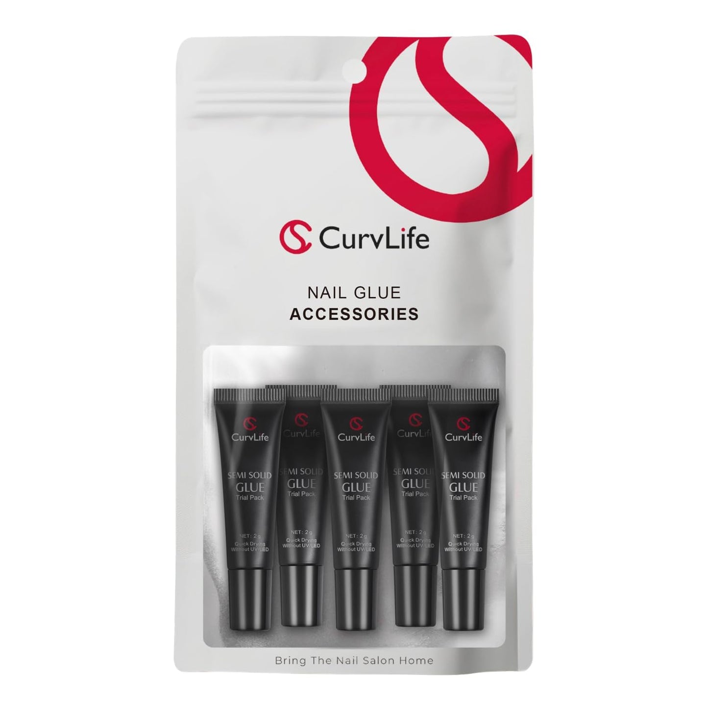 HotCurvlife Upgraded Super Strong 10g Semi Solid Nail Glue, 2pcs Best Soft Gel Nail Glue for Press on Nails - No UV Light Needed, Long Lasting