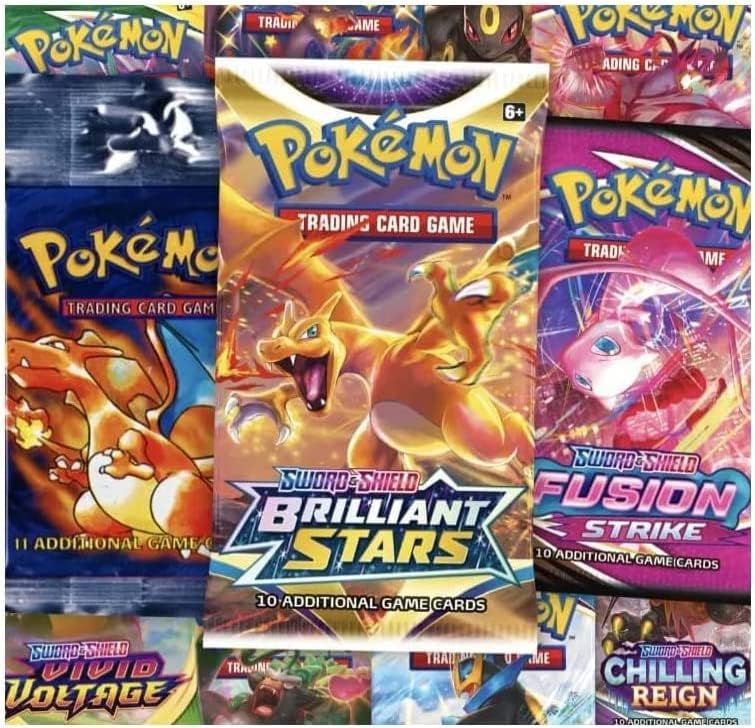 HotPokemon TCG: Authentic Factory Sealed Booster Pack (Includes Mystery Card Bundle - V/VMAX 1 in 3 - Bonus Free Protective Card Holder!)