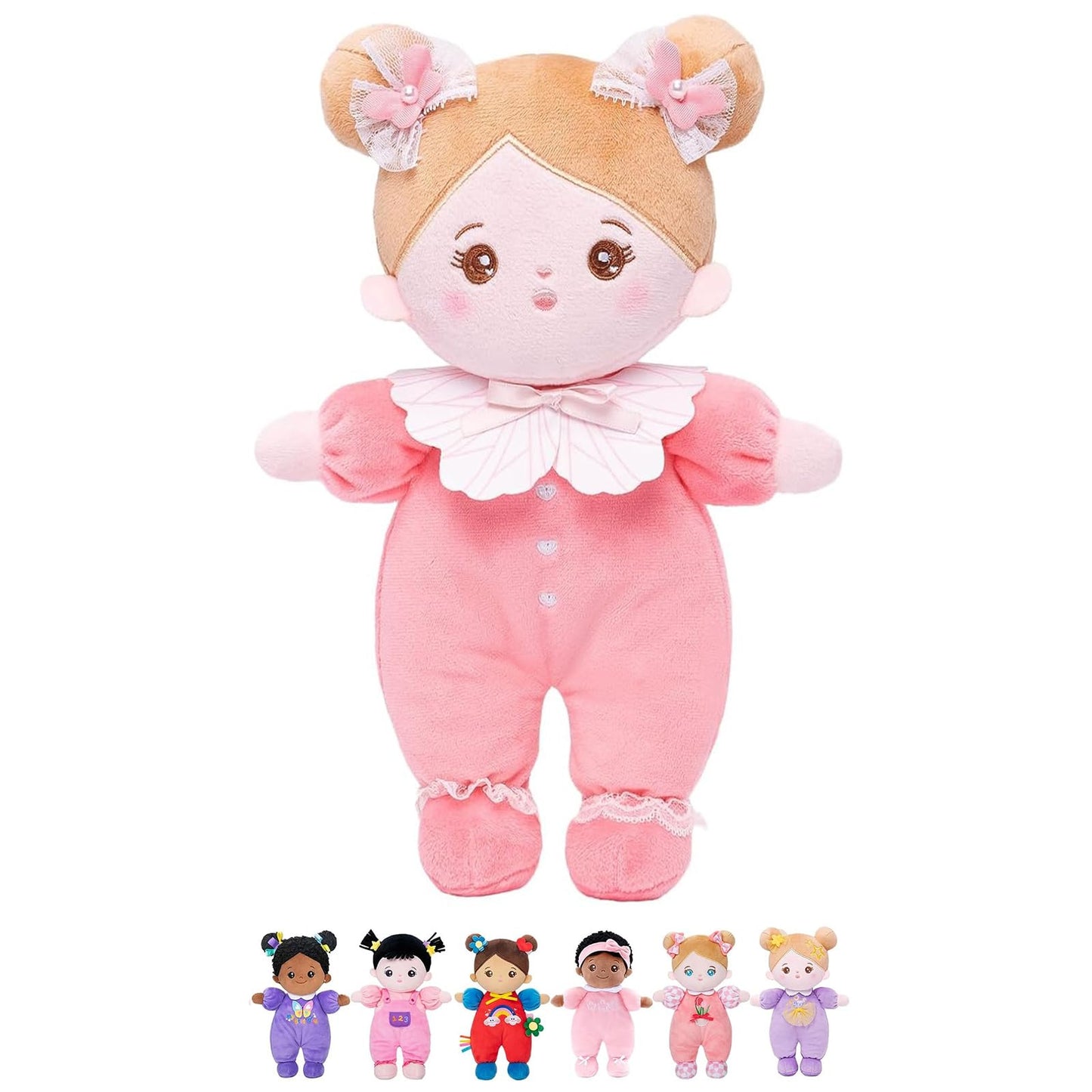 Hot OUOZZZ Soft Plush Baby Doll 10" Tulip Pink Snuggle Buddy | First Birthday Toys for 1 Year Old Girl, Ideal 1 Year Old Girl Gifts & Baby Girl Gifts, Cuddly Toy for Infants & Toddlers