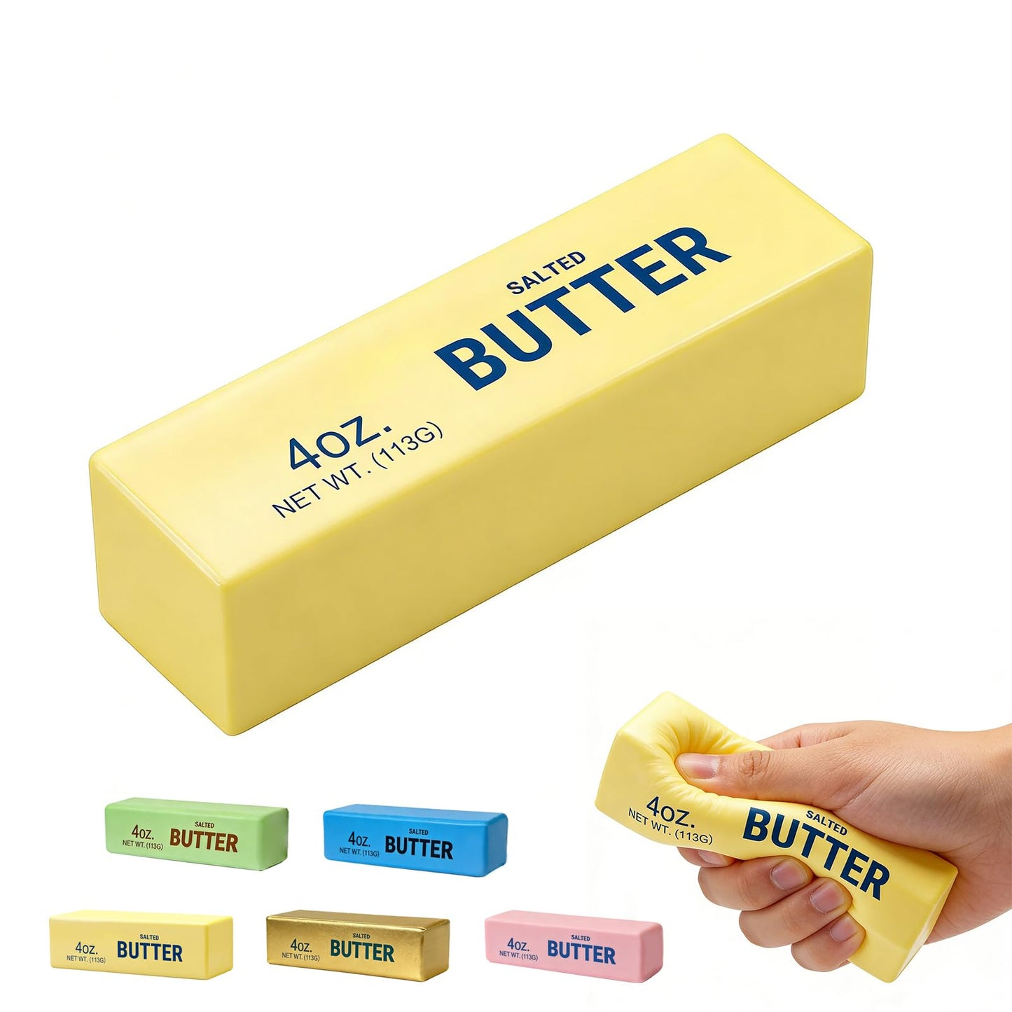 Hot2PCS Butter Squishy, Soft Slow Rising Squeeze Toys, Butter Stick Squishy Fidget Toys and Stress Balls Squishies for Office Desk Toys, Party Favors & Birthday Gifts(Yellow)